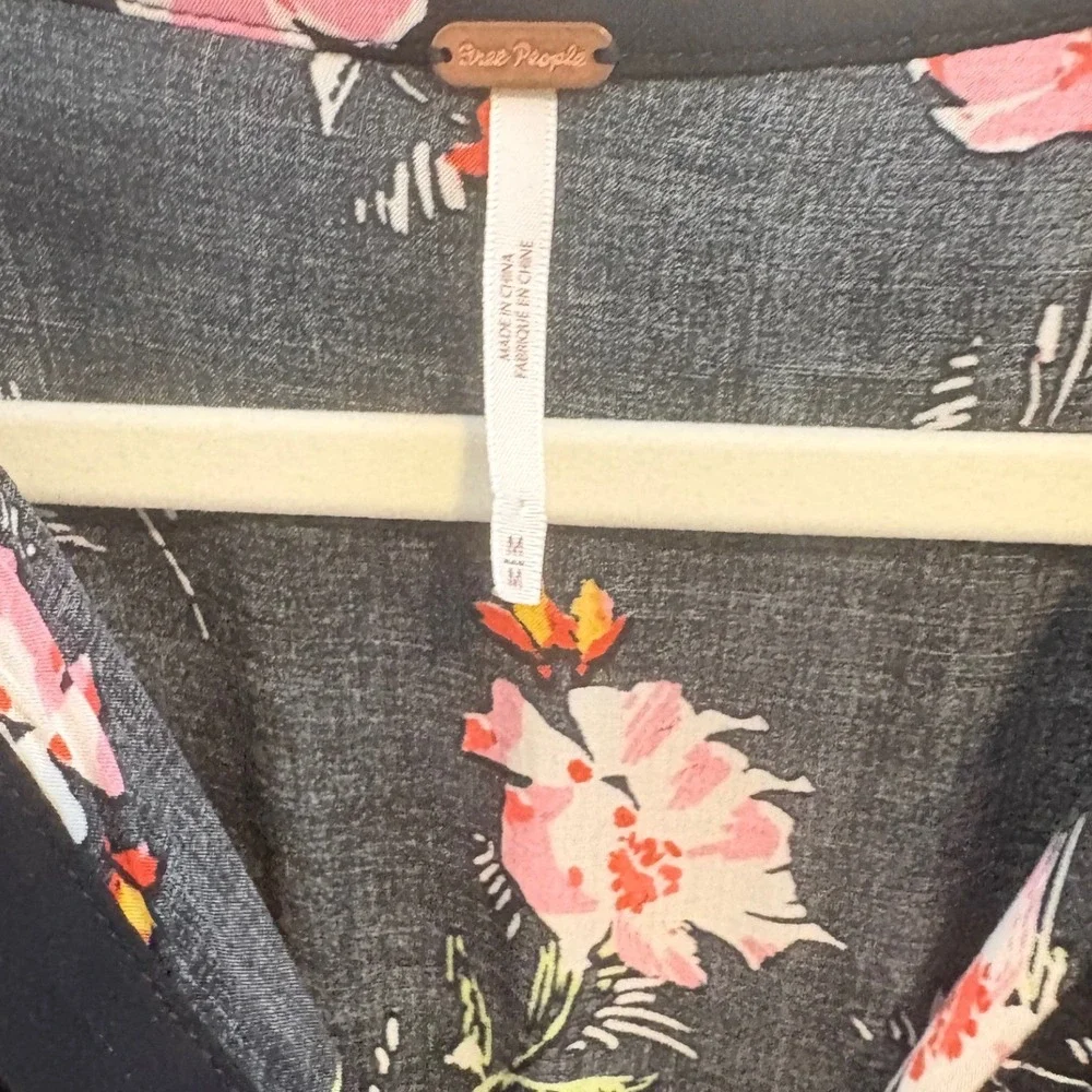 Free People Greatest Day Floral Smocked Button Up Sleeveless Mini Dress Size M